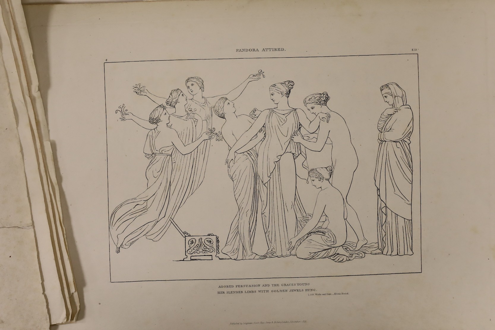 William Blake after John Flaxman, folio of engravings, Compositions from Hesiod, publ. 1817, overall 27 x 41.5cm